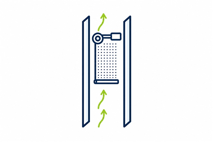 Themenzeichen f&uuml;r Glas-Doppelfassade, Hinterl&uuml;ftung, Screen und Motor